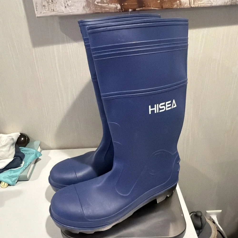 HISEA Men Mid-Calf Rain Boots w/Steel‎ Shank Waterproof Fishing Rubber Boot